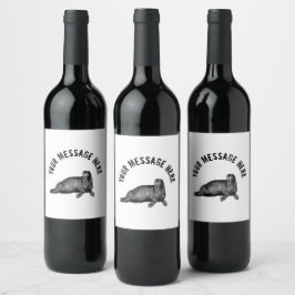 Schwarzer Walrus einfache Illustration Weinetikett