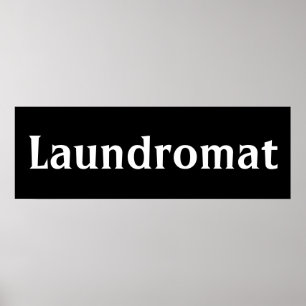 Schwarzer Waschsalon Wall Art Poster drucken