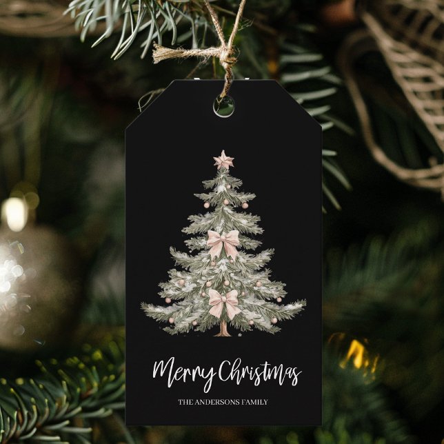 Schwarzer Wasserfarben-Weihnachtsbaum  Geschenkanhänger (Von Creator hochgeladen)