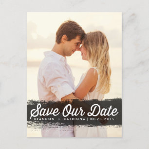 SCHWARZER WATERCOLOR-SPLASH   SAVE THE DATE POSTKA ANKÜNDIGUNGSPOSTKARTE