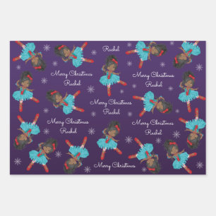 Schwarzer Weihnachtsballerina Geschenkpapier Set