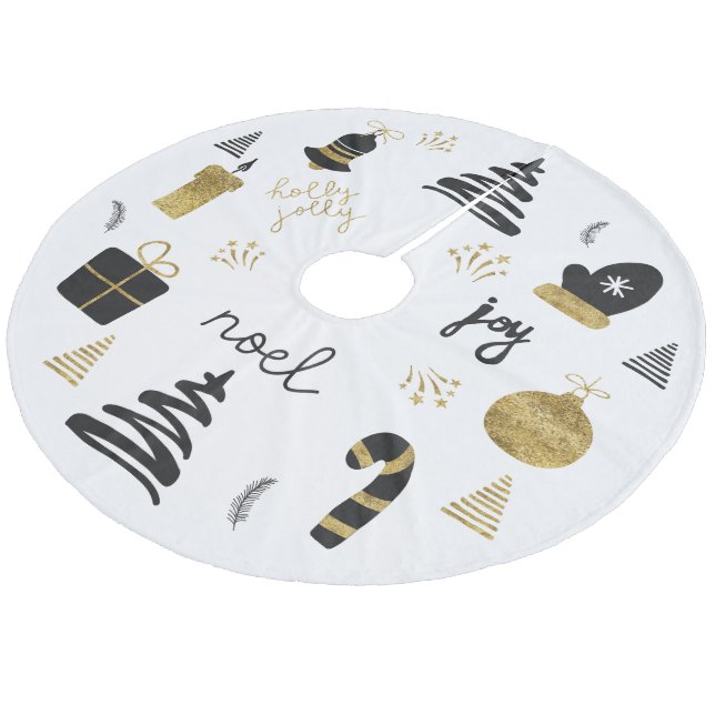 Schwarzer Weihnachtsbaum-Accessoires Fleece Weihnachtsbaumdecke (Schrägansicht)