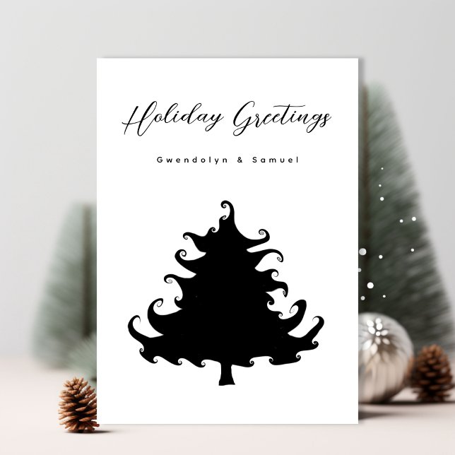 Schwarzer Weihnachtsbaum Minimalist Feiertagskarte (Von Creator hochgeladen)