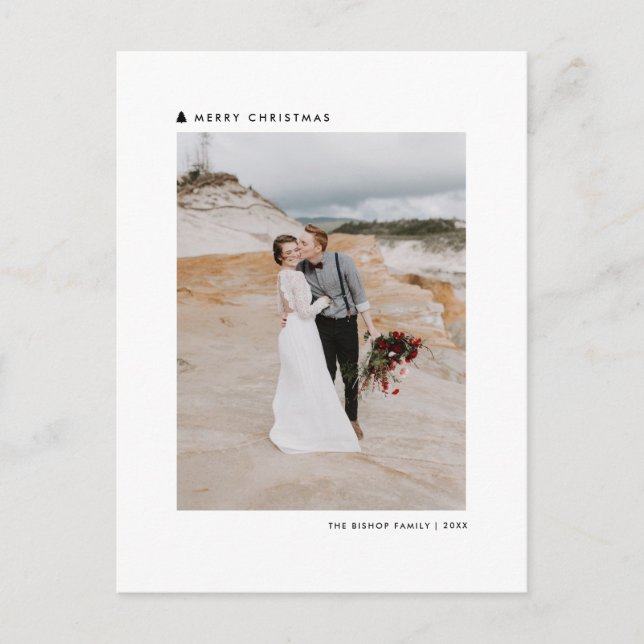 Schwarzer Weihnachtsbaum Modernes fröhliches Weihn Feiertagspostkarte (Vorderseite)