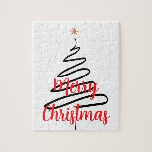Schwarzer Weihnachtsbaum (PERSONALIZEABLE) Puzzle