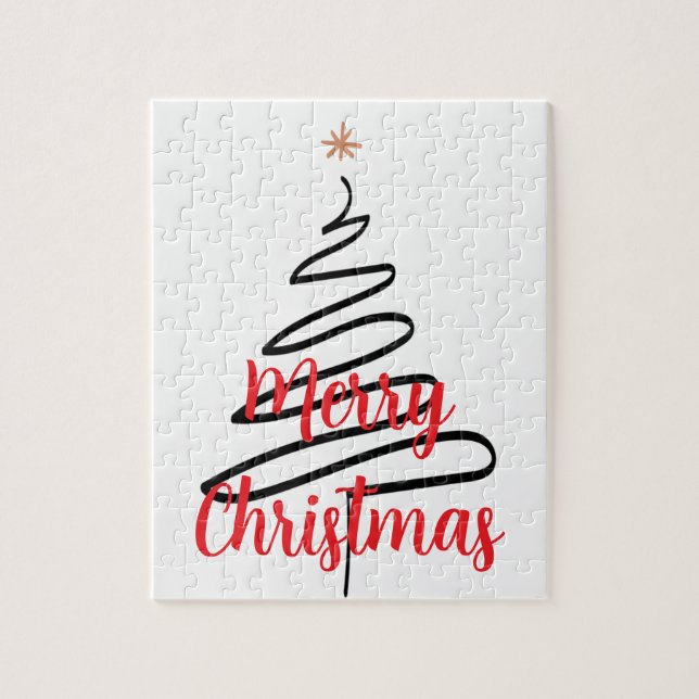 Schwarzer Weihnachtsbaum (PERSONALIZEABLE) Puzzle (Vertikal)