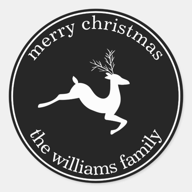 Schwarzer Weihnachtsbaum Runder Aufkleber (Vorderseite)