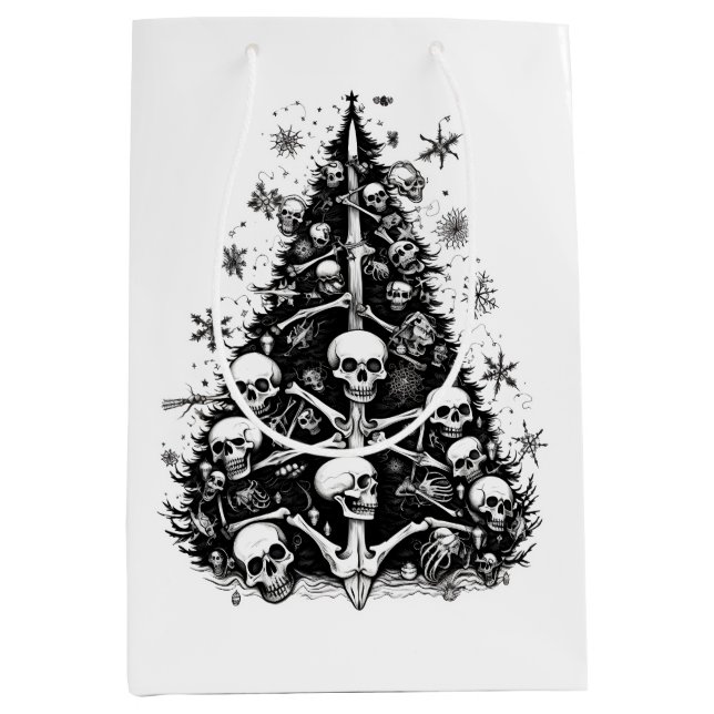 Schwarzer Weihnachtsbaum Skulpturen und Knochen Mittlere Geschenktüte (Vorderseite)