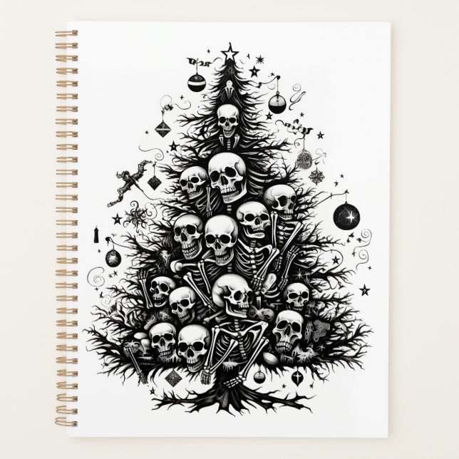 Schwarzer Weihnachtsbaum Skulpturen und Knochen Planer (Vorderseite)