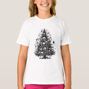 Schwarzer Weihnachtsbaum Skulpturen und Knochen T-Shirt
