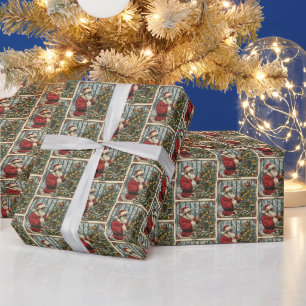 Schwarzer Weihnachtsbaum - Vintager Vogelbaum Geschenkpapier