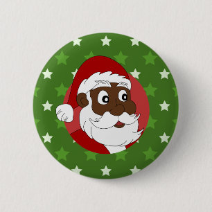 Schwarzer Weihnachtsmann-Cartoon Button
