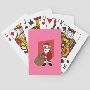 Schwarzer Weihnachtsmann-Cartoon Spielkarten
