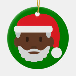 schwarzer Weihnachtsmann-Emoji Keramikornament