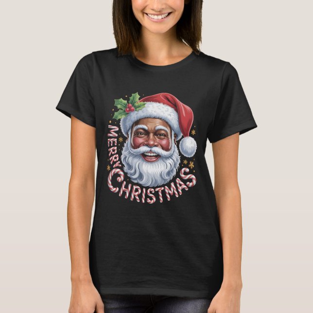 Schwarzer Weihnachtsmann Frohe Weihnachten Shirt A (Vorderseite)