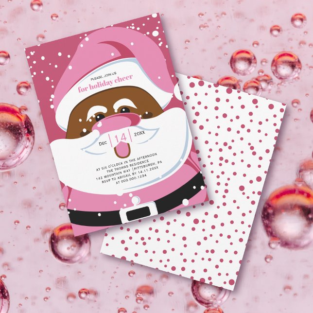 Schwarzer Weihnachtsmann in Rosa Weihnachtsfeier Einladung (Von Creator hochgeladen)