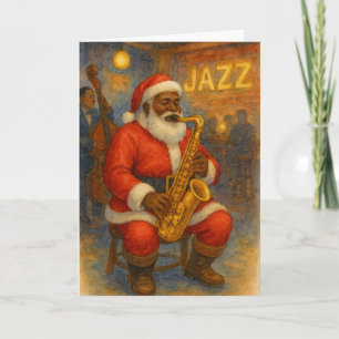 Schwarzer Weihnachtsmann Jazz Saxophon Weihnachtsk Karte