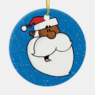 Schwarzer Weihnachtsmann Keramikornament