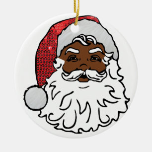 schwarzer Weihnachtsmann Keramikornament
