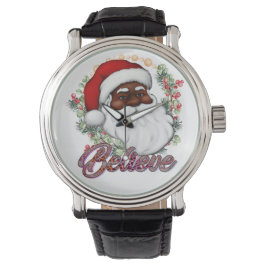 Schwarzer Weihnachtsmann Melanin Man Weihnachtsjub Armbanduhr