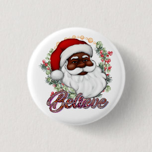 Schwarzer Weihnachtsmann Melanin Man Weihnachtsjub Button