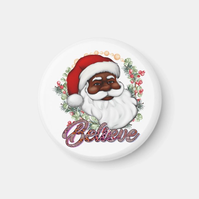 Schwarzer Weihnachtsmann Melanin Man Weihnachtsjub Magnet (Vorne)