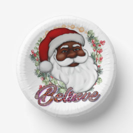 Schwarzer Weihnachtsmann Melanin Man Weihnachtsjub Pappteller