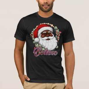 Schwarzer Weihnachtsmann Melanin Man Weihnachtsjub T-Shirt
