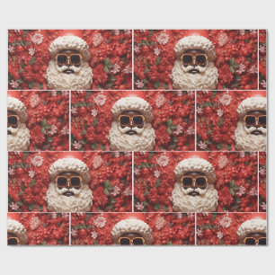 Schwarzer Weihnachtsmann Melanin Weihnachten 3D St Geschenkpapier