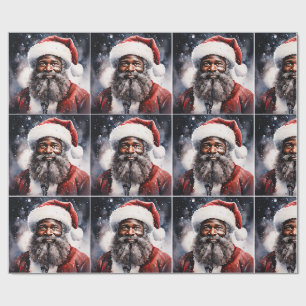 Schwarzer Weihnachtsmann Melanin Weihnachten 3D St Geschenkpapier
