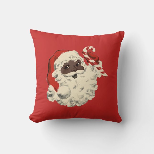 Schwarzer Weihnachtsmann mit Candy Cane Kissen (Vorderseite)