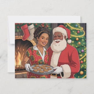 Schwarzer Weihnachtsmann & Mrs. Claus Weihnachtska Feiertagskarte