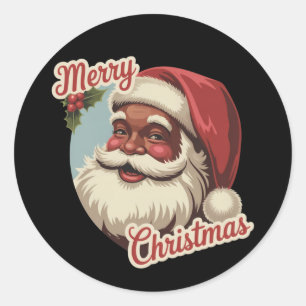 Schwarzer Weihnachtsmann Retro Weihnachten Vintage Runder Aufkleber