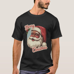 Schwarzer Weihnachtsmann Retro Weihnachten Vintage T-Shirt