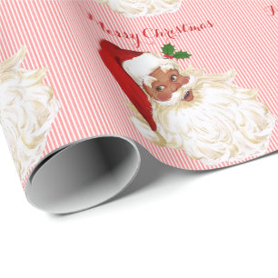Schwarzer Weihnachtsmann Rot Weiße Verpackungspapi Geschenkpapier
