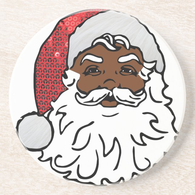 schwarzer Weihnachtsmann Sandstein Untersetzer (Vorne)