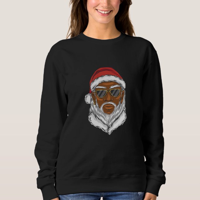 Schwarzer Weihnachtsmann Sweatshirt (Vorderseite)
