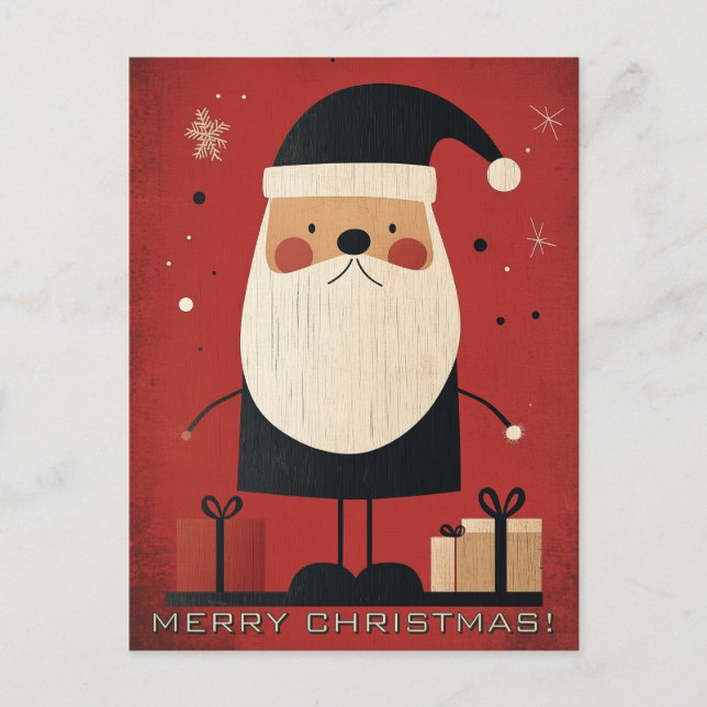 Schwarzer Weihnachtsmann und Weihnachtsgeschenke Postkarte (Vorderseite)