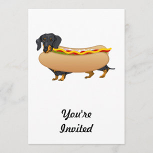 Schwarzer Weiner Hund mit allen Fixins Einladung