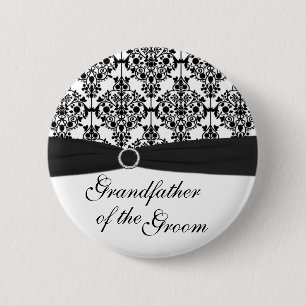 Schwarzer, weißer Damast-Großvater des Button