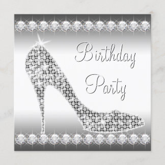 Schwarzer Weißer Diamant High Heel Schuh Geburtsta Einladung