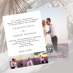 Schwarzer weißer formaler QR-Code RSVP Hochzeit Einladung