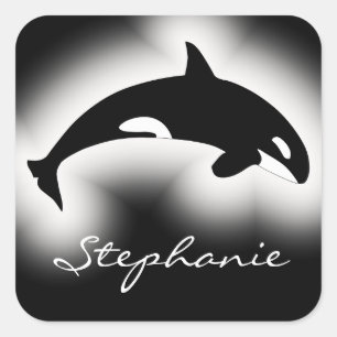 Schwarzer Weißer Orca Killerwal Natur Individuelle Quadratischer Aufkleber