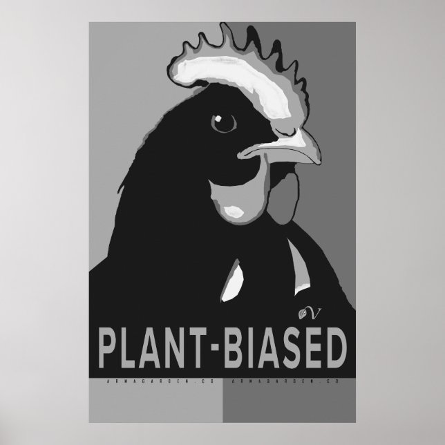 Schwarzer & weißer Pop Art Hühnerposter Pflanze-vo Poster (Vorne)