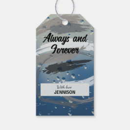 Schwarzer, weißer und grauer Pinselstrich, immer u Geschenkanhänger