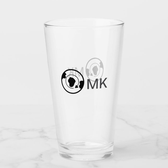 Schwarzer Weltkugel Name Monogramm Reisedetails hi Glas (Vorderseite)