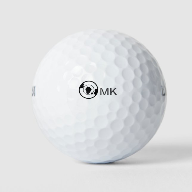 Schwarzer Weltkugel Name Monogramm Reisedetails hi Golfball (Vorderseite)