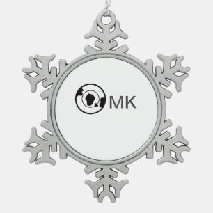 Schwarzer Weltkugel Name Monogramm Reisedetails hi Schneeflocken Zinn-Ornament