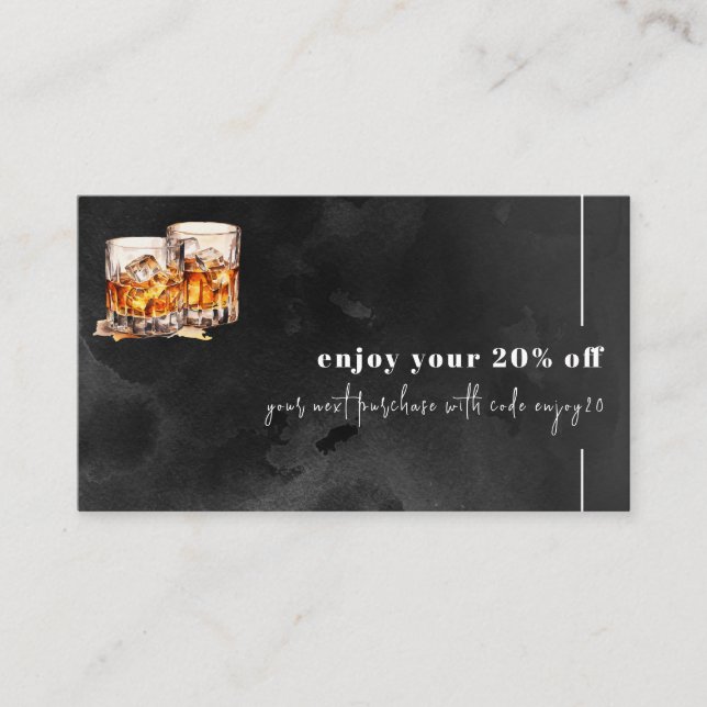 Schwarzer Whisky Rabattkarte (Vorderseite)