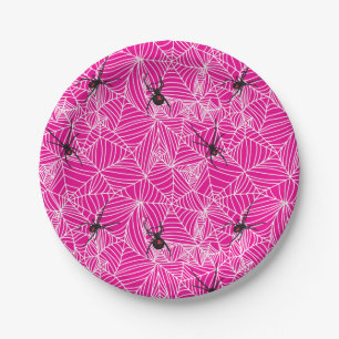 Schwarzer Widow-Spider-Web rosa Pappteller